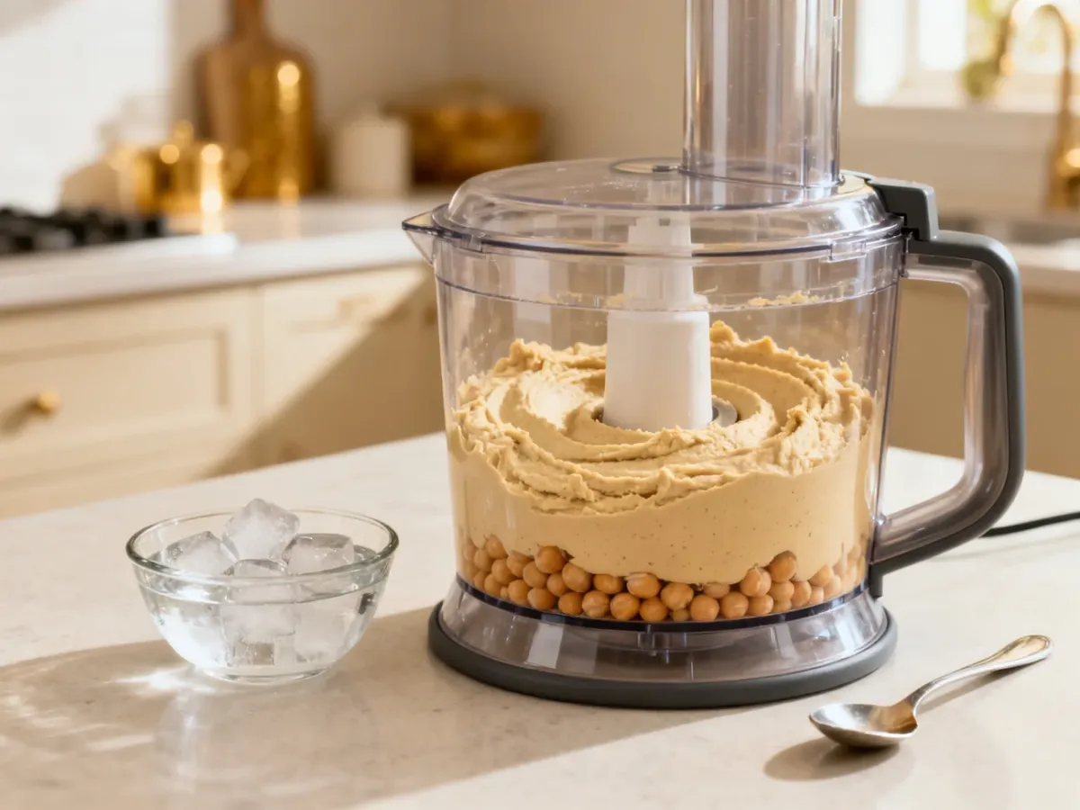 Blendowanie kremowego hummusu z tahini