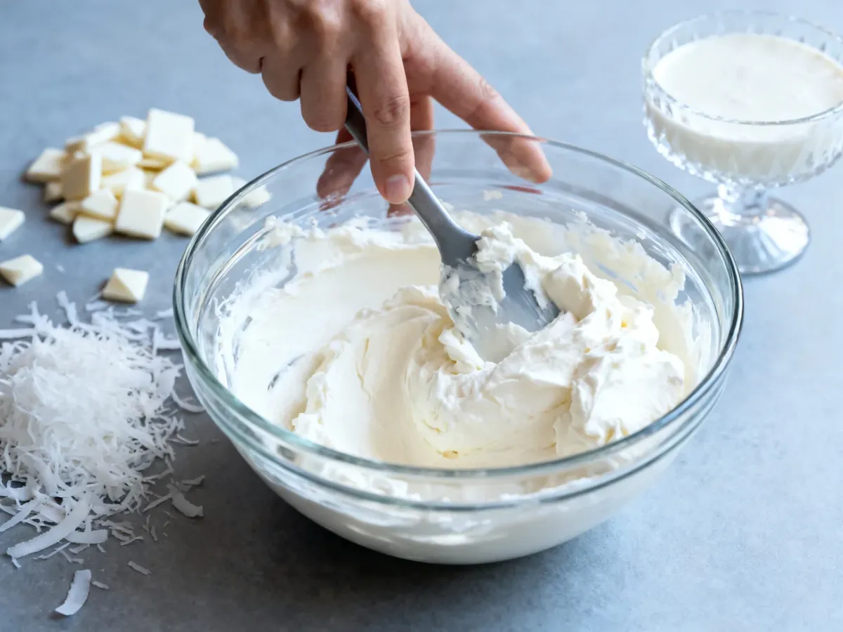 Delikatne łączenie mascarpone i ubitej masy do deseru