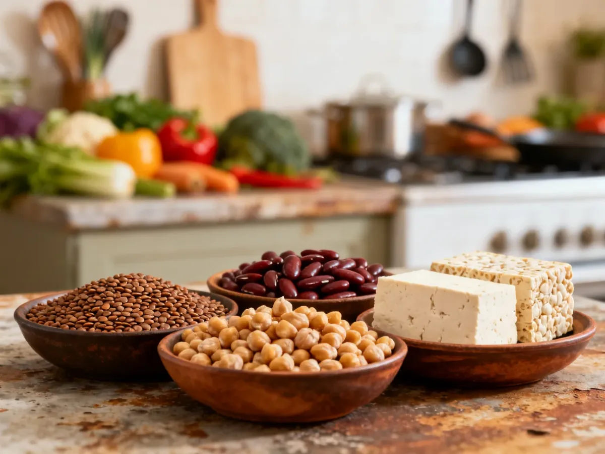 Soczewica, ciecierzyca, fasola, tofu i tempeh jako roślinne zamienniki mięsa